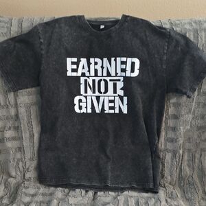 Black Graphic T-Shirt with Bold White Text